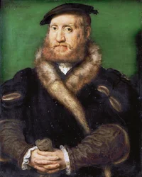 Renæssance: Portræt af en skægget mand med pels fra Corneille de Lyon (1500/10-1575)