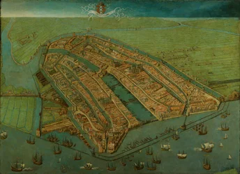 Udsigt over Amsterdam i fugleperspektiv