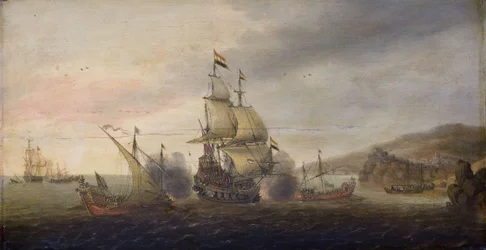 Søslag mellem hollandske krigsmænd og spanske Galeys