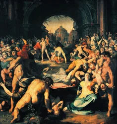 Barnemordet, midterpanel i en triptykon, af Cornelis Cornelisz van Haarlem (1562-1638)