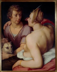 Venus og Adonis Maleri af Cornelis Van Haarlem (1562-1638) 1600-tallet søn. 0,95x0,74 m Caen, Museum of Fine Arts