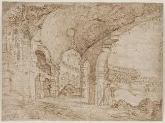 Del af det indre Colosseum i Rom