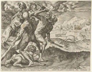 Hercules dræber Geryon og hans hund Labours of Hercules (serietitel)