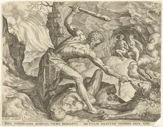 Herkules trækker Cerberus ud af helvede Labours of Hercules (serietitel)