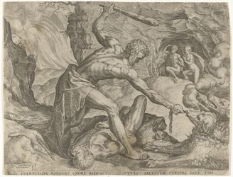 Herkules trækker Cerberus ud af helvede Labours of Hercules (serietitel)