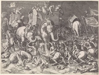 Slaget ved Zama mellem Scipio og Hannibal om natten