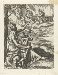Venus beordrer Amor til at gennembore Plutos hjerte med en pil Historien om Pluto og Proserpina (serietitel)