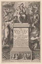 Tronet Maria med Barn Titelside for: B. de los Rios, De hierarchia Mariana libri sex, Antwerpen: 1641