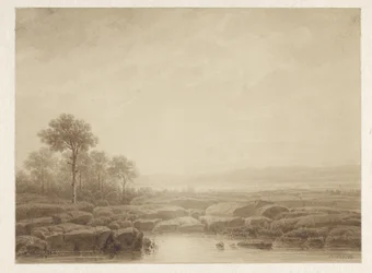 Landskab med sten ved vand