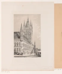 Tøjhallen i Ypres Rådhus fra det trettende århundrede (Halte Yperen) (titel på objekt)