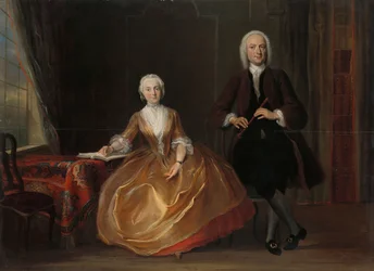 Et par der laver musik Cornelis Troost (1696-1750), olie på panel, 1743