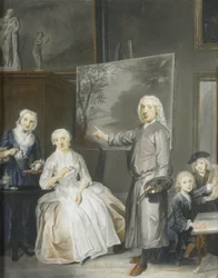Landskabsmaleren Dirk Dalens III (1688-1753) med sin anden hustru Maria Schaack (d. 1766) og børnene Anna (født 1725), Willem (1737-60) og Jacobus (1741-63)