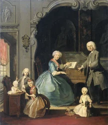 Familiegruppe nær et cembalo, 1739