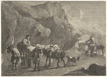 Klippelandskab med hyrder