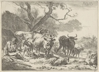 Hvilende gammel hyrde med sin flok Landskaber (serietitel)