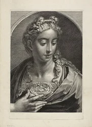 Athena, fra Cabinet Reynst; Variarum imaginum a celeberrimis artificibus pictarum Caelaturae (Cabinet Reynst: Stik af forskellige billeder malet af berømte kunstnere)