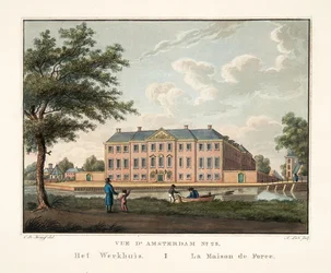 Udsigt over Amsterdam No.25. Het Werkhuis. La Maison de Force, 1825 (håndfarvet gravering)