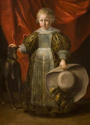 Portræt af en dreng med en hund, ca. 1620 (olie på lærred)