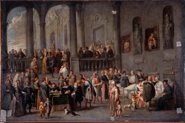 "Besøg de syge mennesker" Maleri af Cornelis De Wael (1592-1667) (ec flam) efter 1625 Dim 100x150 cm Genes, Musei di Strada Nuova (tidligere Palazzo Bianco)