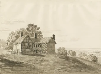 Patshull Park - Lodge: sepia vask tegning, august 1820
