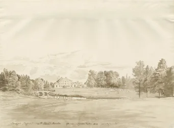 Somerford Hall: sepia tegning