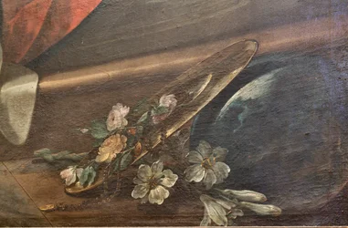 SS Salvatore-kirken, interiør, Rosenkransalteret, Vor Frue af Rosenkransen, lærred af Corrado Giaquinto (1703-1766), detalje, Poggiardo, Lecce, Puglia (foto)