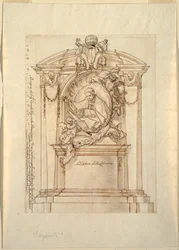 Tegning, Design til et monument, ca. 1750