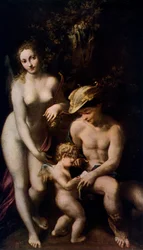 Venus med Merkur og Amor - Kærlighedens skole, ca. 1525, 1912