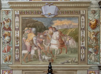 Jagtscene, fra Godfrey af Bouillons gerninger, ca. 1589-94 (fresko)