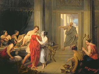 Alcibiades blandt hetaerae (olie på lærred)
