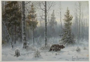 Bjørn i vinterskoven, 1907