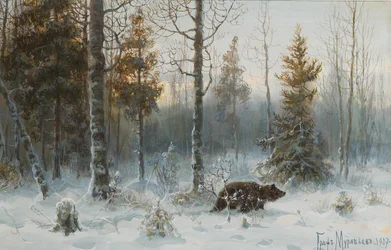 Vinterlandskab med bjørn, 1907