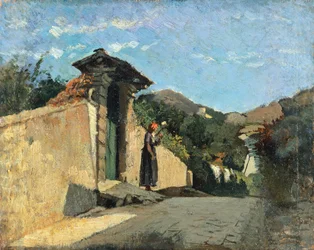 Studie af landskab, ca 1861, af Cristiano Banti (1824-1904), olie på lærred om bord