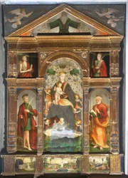 Kronet Madonna og barn med engle, Sankt Paul, Sankt Peter