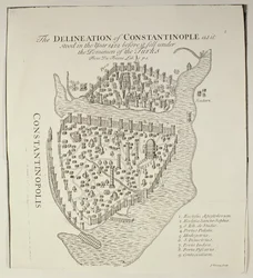 Et kort over Konstantinopel i 1422