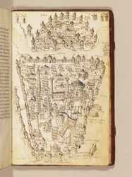 Kort over Konstantinopel, illustration fra "Liber Insularum Archipelagi"