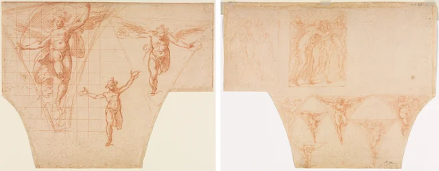 Tre studier af engle for en pendant (recto); Studier til Kristus, der møder sin mor på vejen til Golgata, studier af en engel i en pendant (verso)