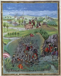 Indflydelse fra solen: Krig. Miniature lavet af Cristoforo de Predis (v. 1440-v. 1486) - i "De Sphaera" d