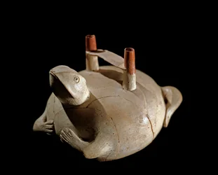 Præcolumbiansk kunst, Paracaskulturen (Peru): frøformet vase. 800-200 f.Kr. Lima, Det Nationale Museum for Antropologi og Arkæologi