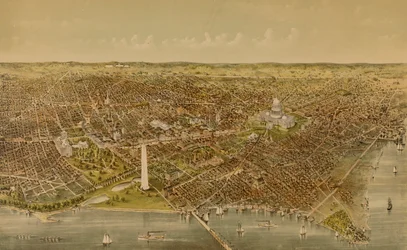 Byen Washington (fugleperspektiv fra Potomac set mod nord)