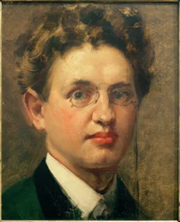 Selvportræt, en face, med pince-nez