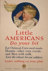 Små amerikanere, gør din del. Gem hveden til vores soldater - Efterlad intet på din tallerken