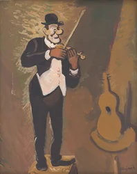 Klovn spiller violin