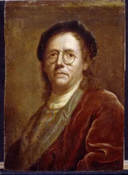 Selvportræt. Værk af Jan (Jean) Kupecky (Kupetzki)(1667-1740), olie på pap. Tjekkisk kunst