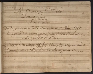 Partiturets titelside La Clemenza di Tito