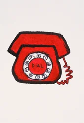Red Telephone, 2017 (rødt india-blæk med filtpen på papir)
