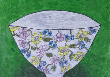Farverig skål med blomstermotiv