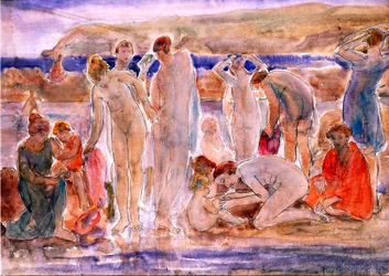 Bathers (akvarel og blyant på plade)