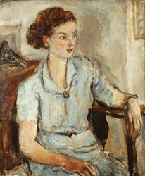 Portræt af en siddende pige, ca. 1925 (olie på lærred)