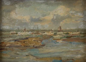 Rough sea, Yorkshire (olie på plade)